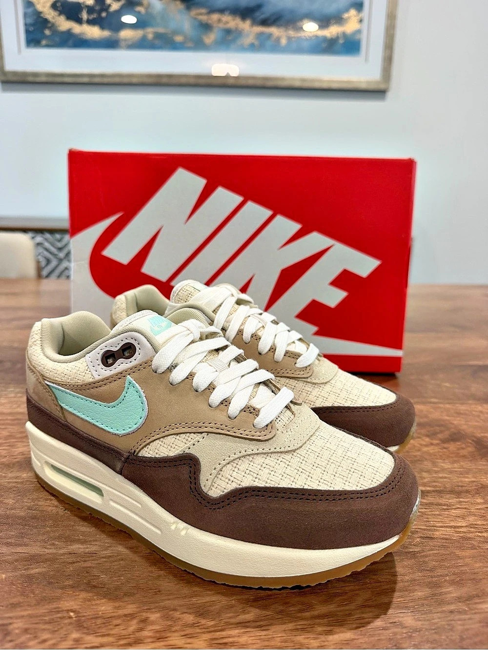 Nike Air Max 1 PRM-Medium Brown/Mint Foam- Size 3.5M/5W BNIB